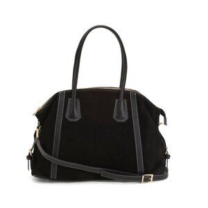 MARLON Black Made In Italy Suede Chain Satchel